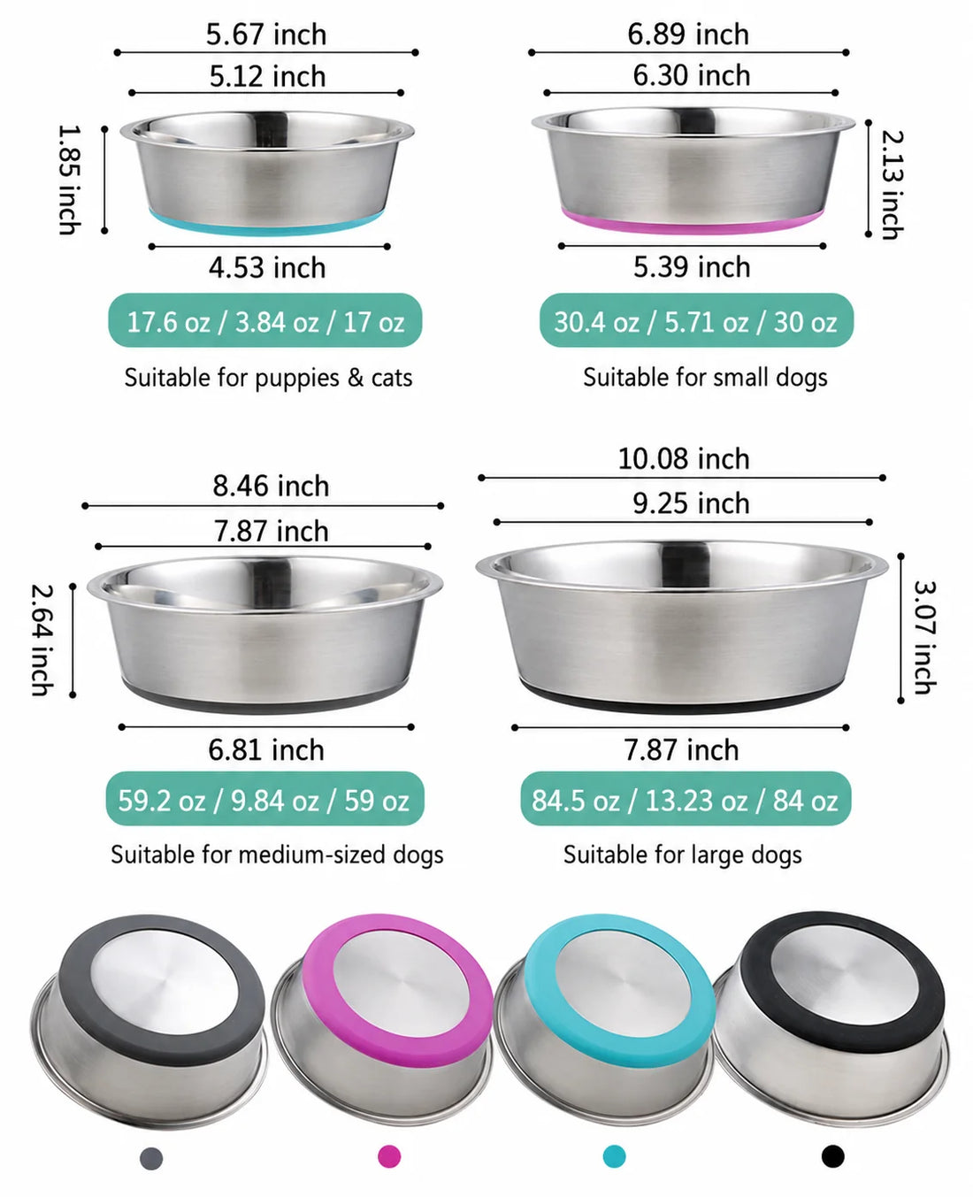 Silicone Pet Bowl With Stainless Steel Feeding Insert