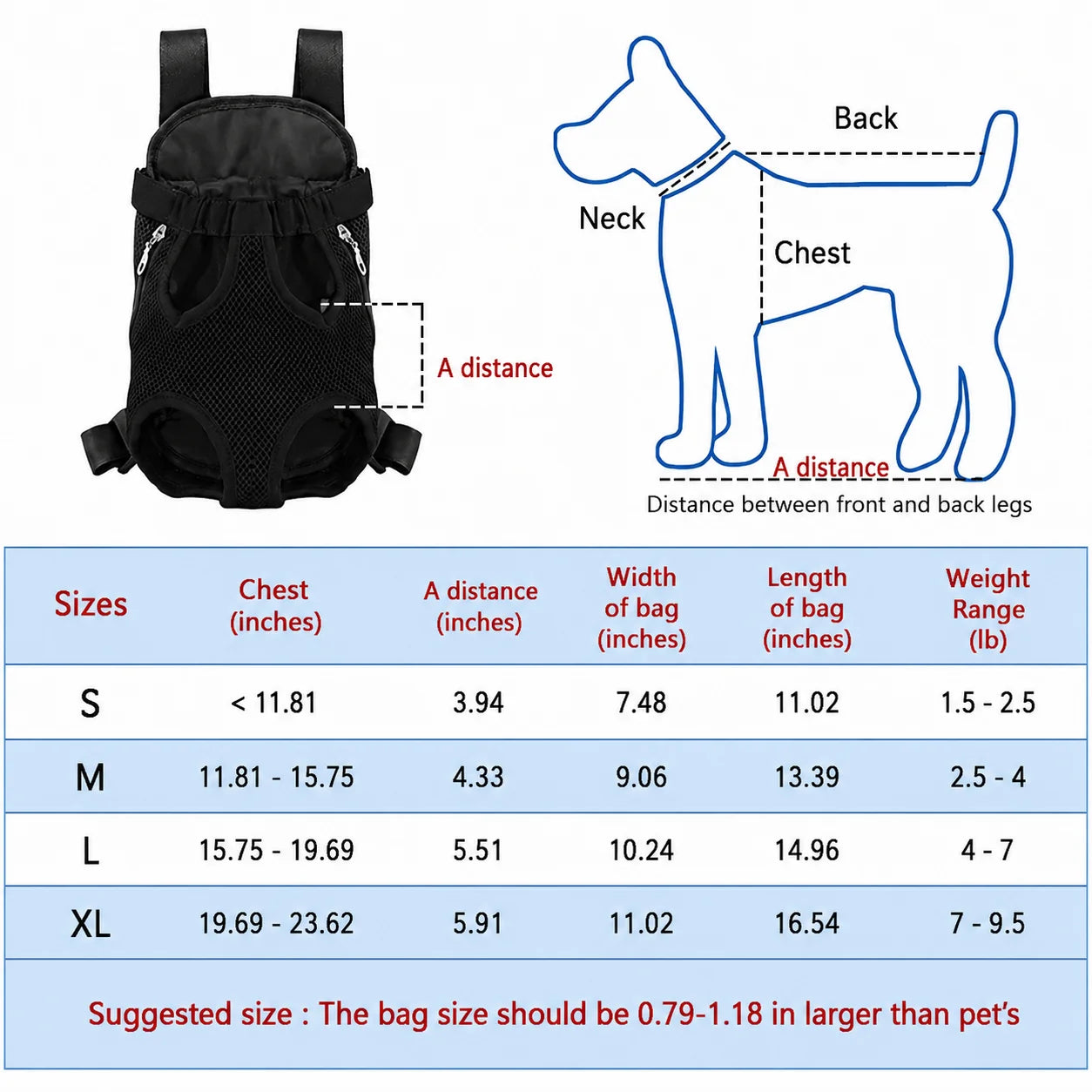 Breathable Adjustable Front Pet Carrier Backpack For Travel Hiking