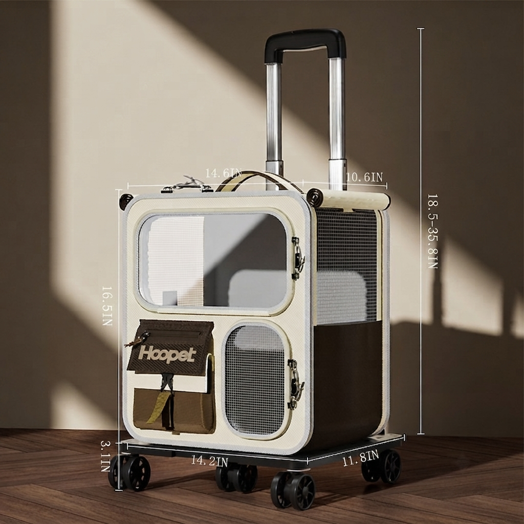 Large Capacity Pet Carrier Backpack With Luggage Style Design
